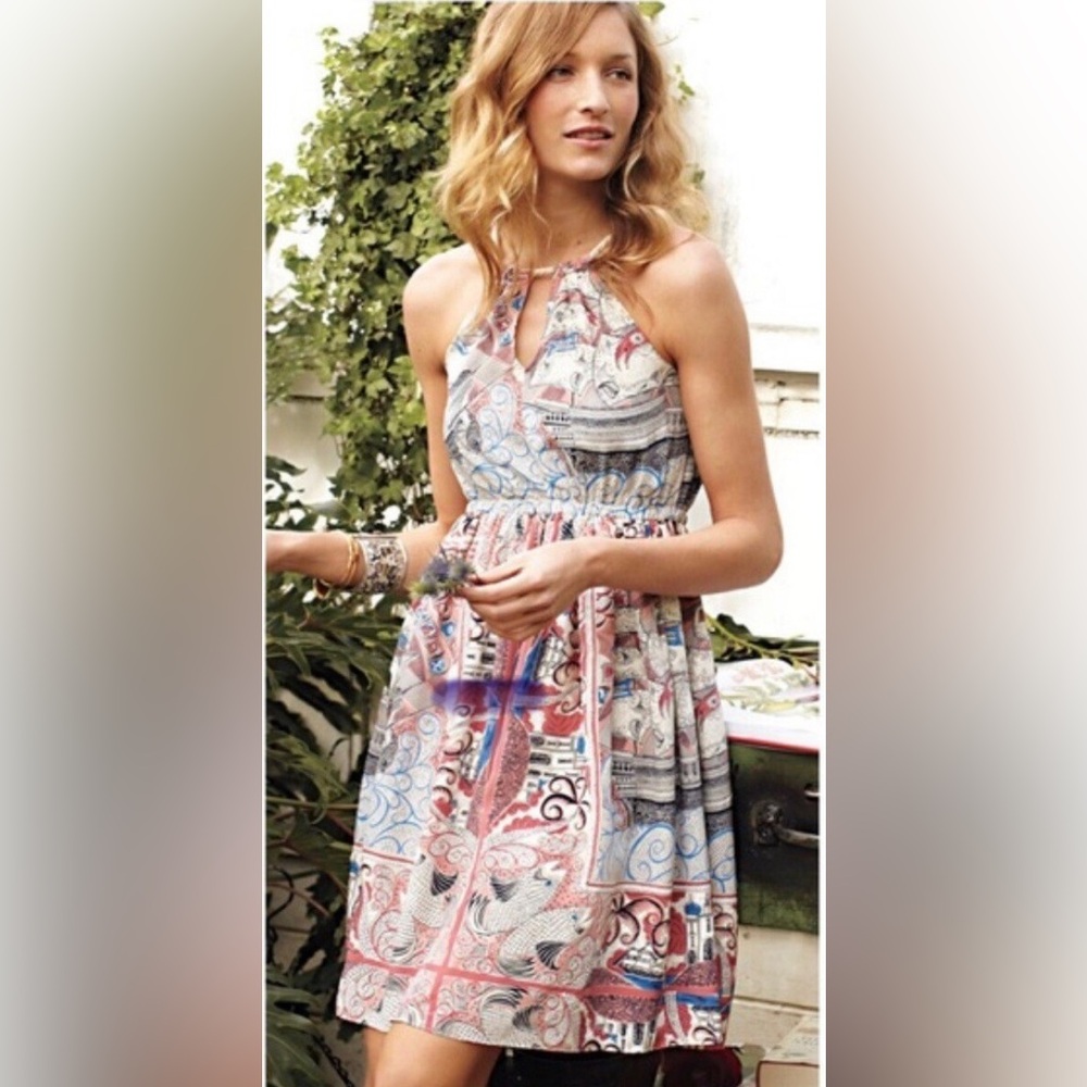 Anthropologie Castle Lake Multicolor Halter Dress